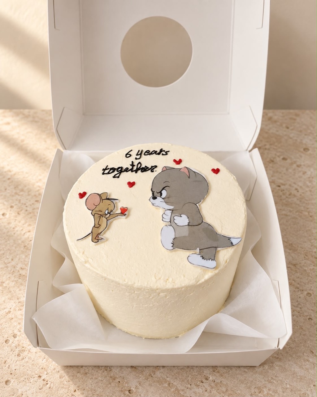 Cat and mouse anniversary bento cake