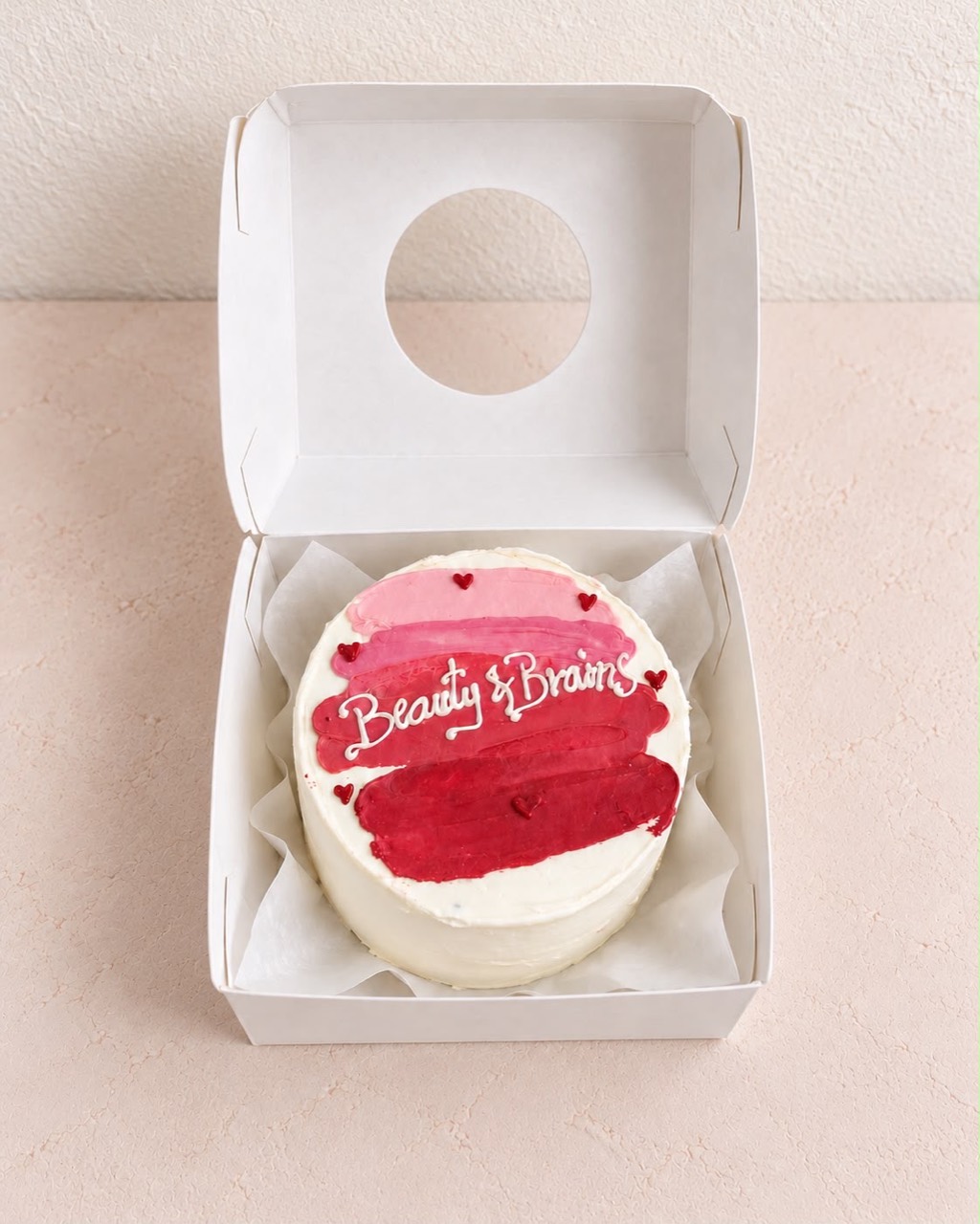 Pink Beauty and Brains bento cake