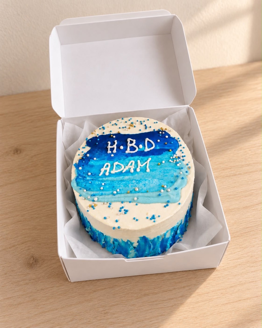 Blue birthday bento cake for Adam