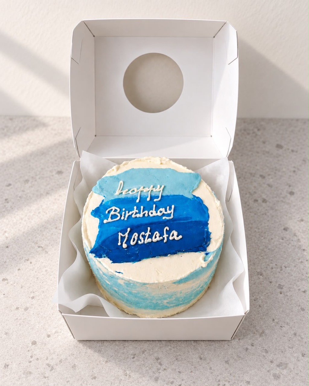 Blue birthday bento cake for Mostafa