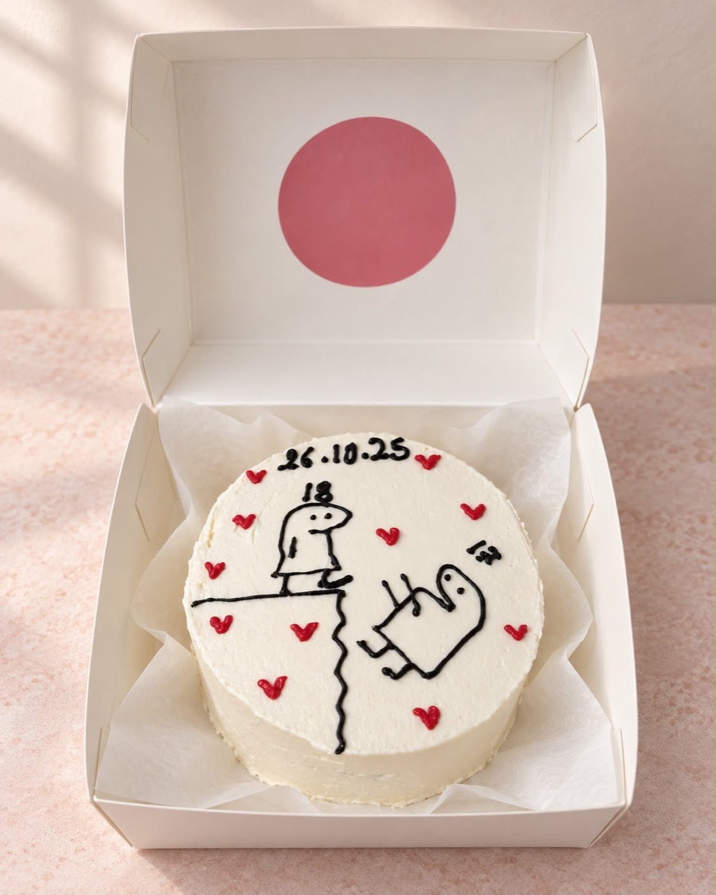 Eighteenth birthday bento cake with piped characters