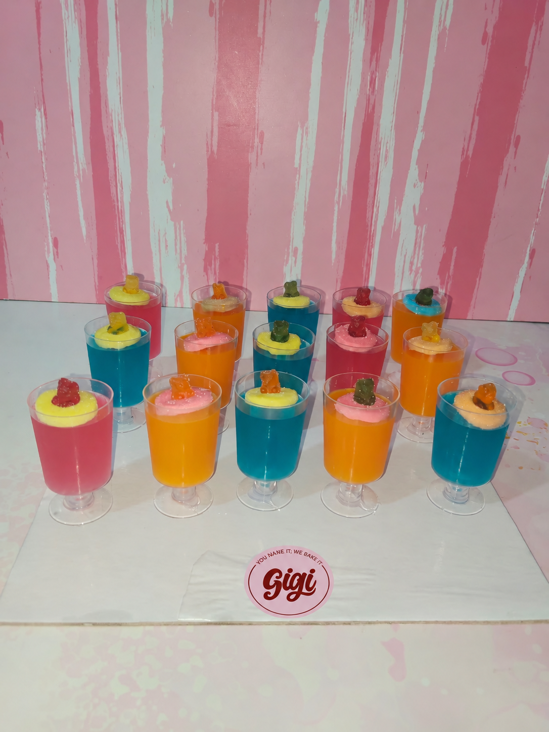 Colourful celebration dessert cups