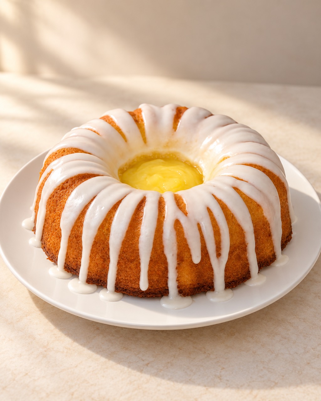 Glazed ring cake with a yellow centre